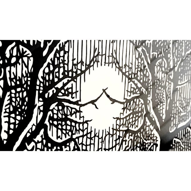 Illustration 1990s Black and White Paper Scherenschnitte Art With Horse, Trees, and Moon by Expert Swiss Paper Cutting Artist Bruno Weber For Sale - Image 3 of 6