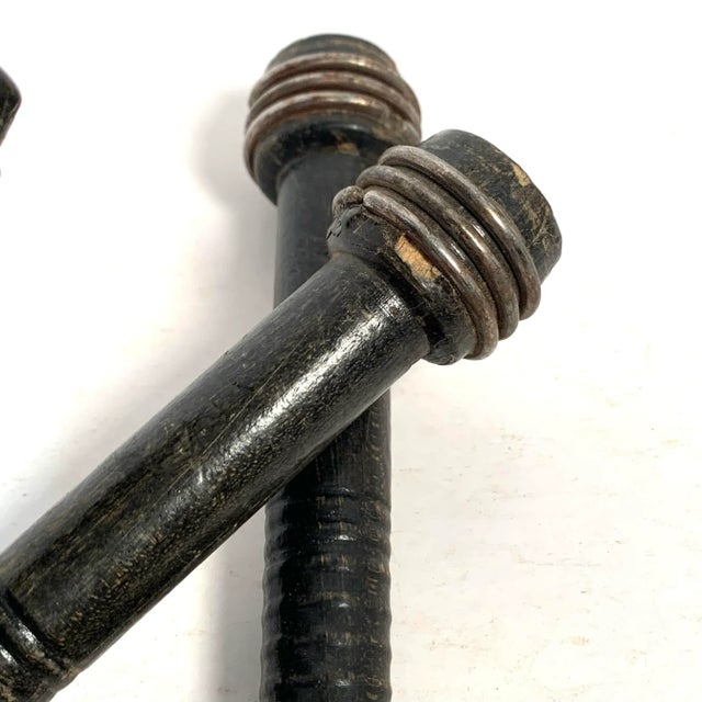Mid 20th Century Mid-20th Century Black Wood Industrial Textile Quills Set of 4 For Sale - Image 5 of 7