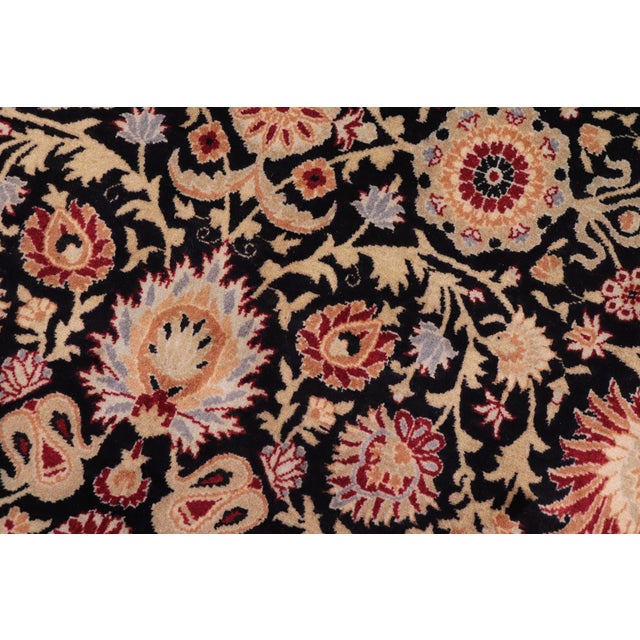 Boho Chic 1990's Floral Pak-Persian Black/Tan Wool Rug - 8'10'' X 12'4'' For Sale In New York - Image 6 of 9