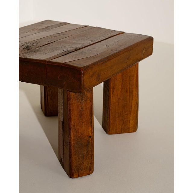 1960s Brutalist Oak Side Table with Wooden Pins, 1960s For Sale - Image 5 of 8