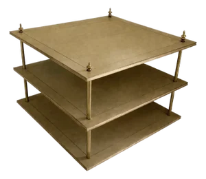 Late 20th Century Light Wood Three-Tier Side Table Brass Accents