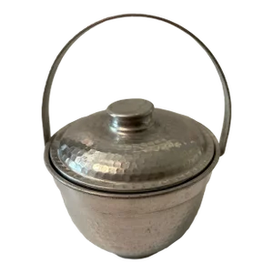 Vintage Italian Aluminum Hammered Ice Bucket With Matching Lid