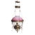 Late 19th Century Victorian Brass, Bronze & Crystal Chandelier With Peachblow Hobnail Glass Shade For Sale