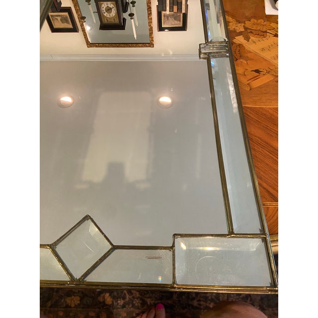 Metal Vintage Post Modern Brass and Beveled Glass Mirror For Sale - Image 7 of 9