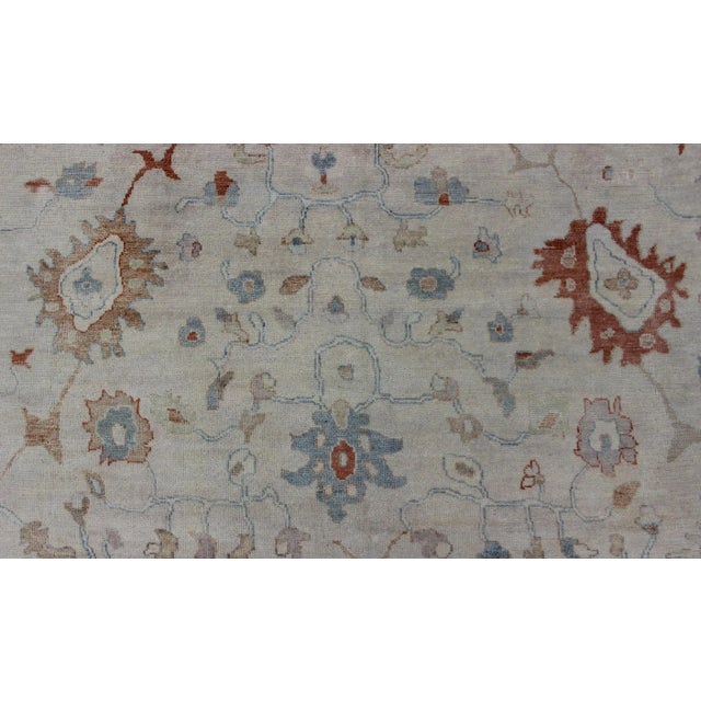 Cream Large Hand Knotted Oushak by Keivan Woven Arts 12' X 15' For Sale - Image 8 of 12