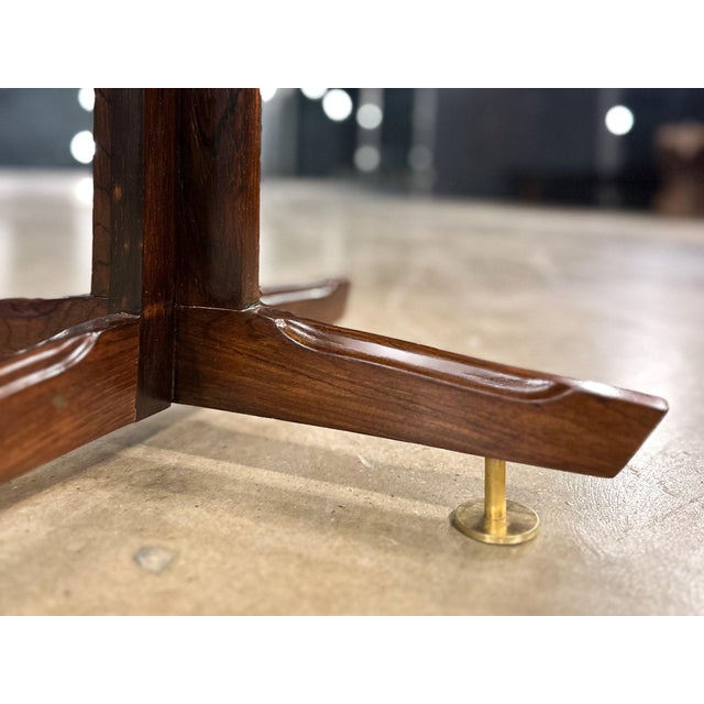 1960s Round Side Table in Brazilian Rosewood With Brass Feet, Brazil, 1950s For Sale - Image 5 of 13