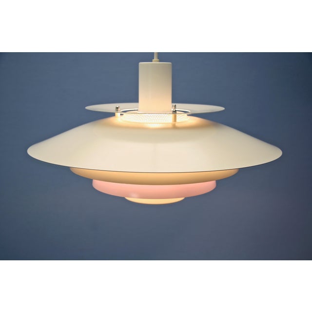 Danish Hanging Lamp in White with Lilac Accent, 1980s For Sale - Image 4 of 7