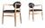 Set of Two Mid Century Modern Accent Chairs in Blonde Oak and Black Upholstery For Sale