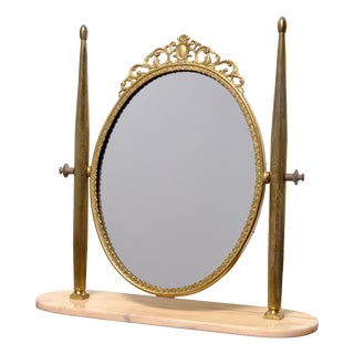 Italian Brass Vanity Mirror, 1950s For Sale