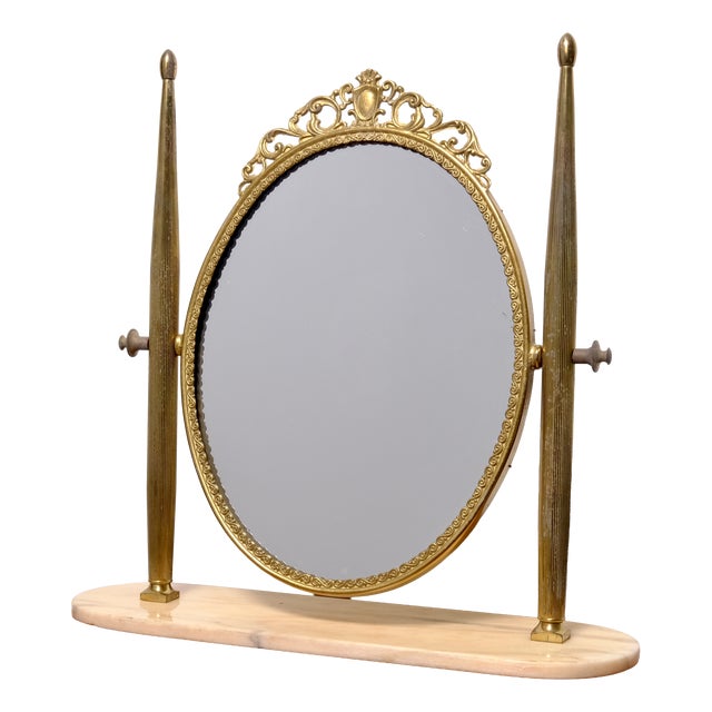 Italian Brass Vanity Mirror, 1950s For Sale