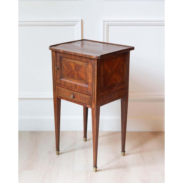Louis XVI Style Marquetry Bedside Table — French, 19th Century For Sale - Image 9 of 12