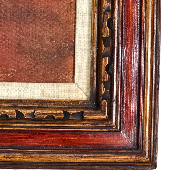 Wood Vintage Red Flower Oil on Board Painting Wood Frame Signed "Harper" For Sale - Image 7 of 11