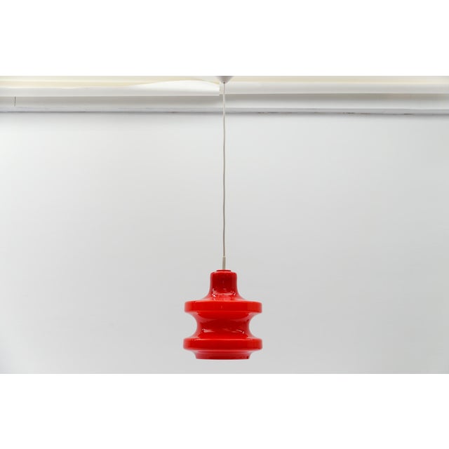 Lipstick Red Glass Hanging Lamp by Peill & Putzler, 1960s For Sale - Image 11 of 11