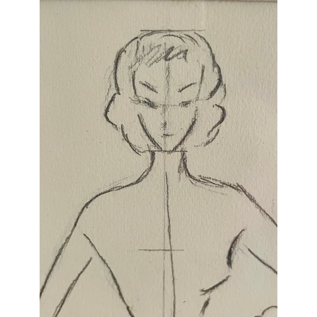 Paper Berthe Duquaine, Sketches, 1951, Pencil on Paper, Framed For Sale - Image 7 of 18