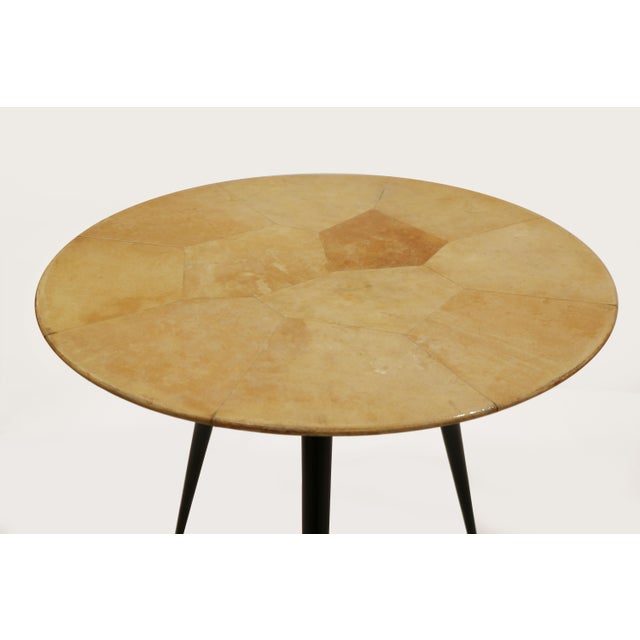 Aldo Tura Pair of Small Aldo Tura Parchment Top Side Tables , Italy 1950's For Sale - Image 4 of 18