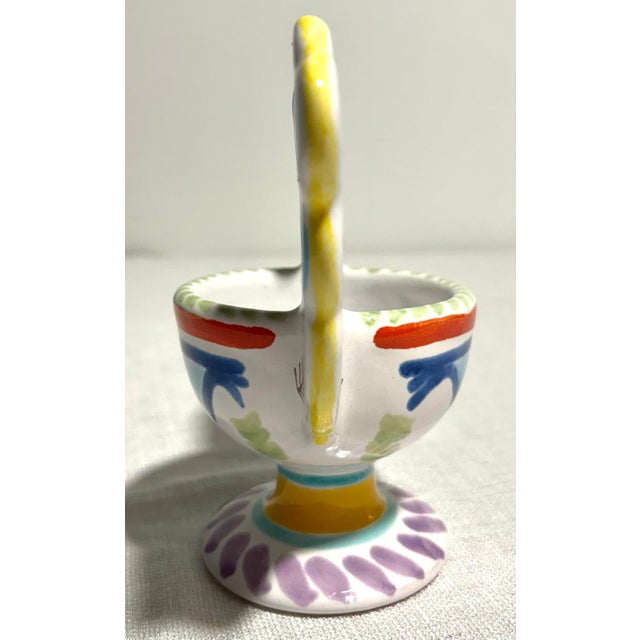 Mid 20th Century Mid 20th Century Italian DeSimone Hand Painted Ceramic Chicken Compote For Sale - Image 5 of 6