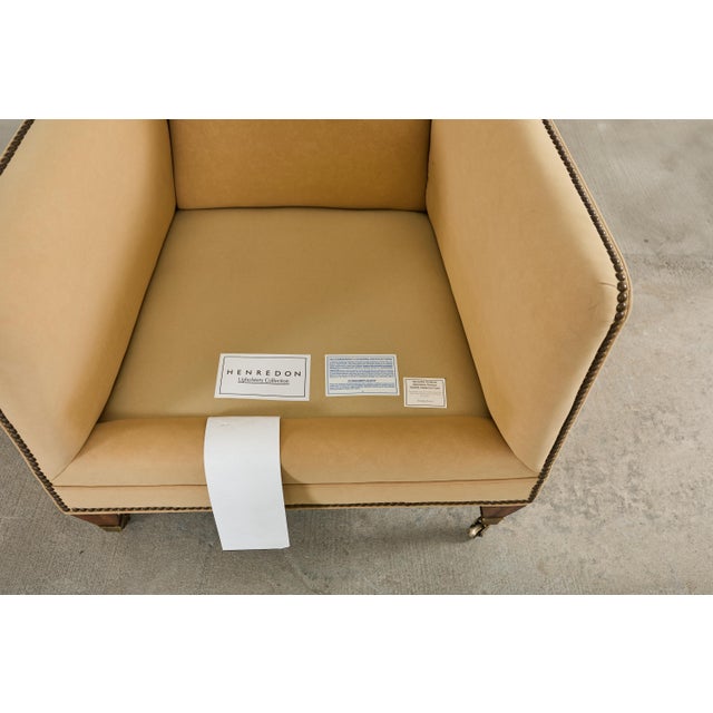 Pair of Henredon Butter Upholstered Wingback Club Chairs For Sale - Image 13 of 18