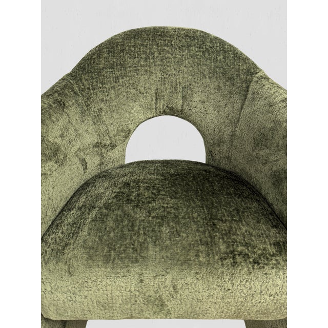Anaya Contemporary Upholstered Chair Olive Green Chenille For Sale - Image 9 of 9
