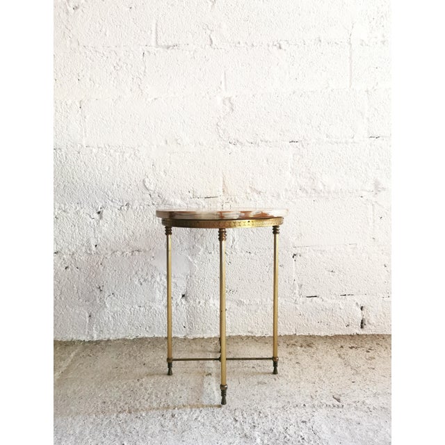 Traditional Vintage Hollywood Regency Side Table in Brass and Onyx, 1960s For Sale - Image 3 of 10