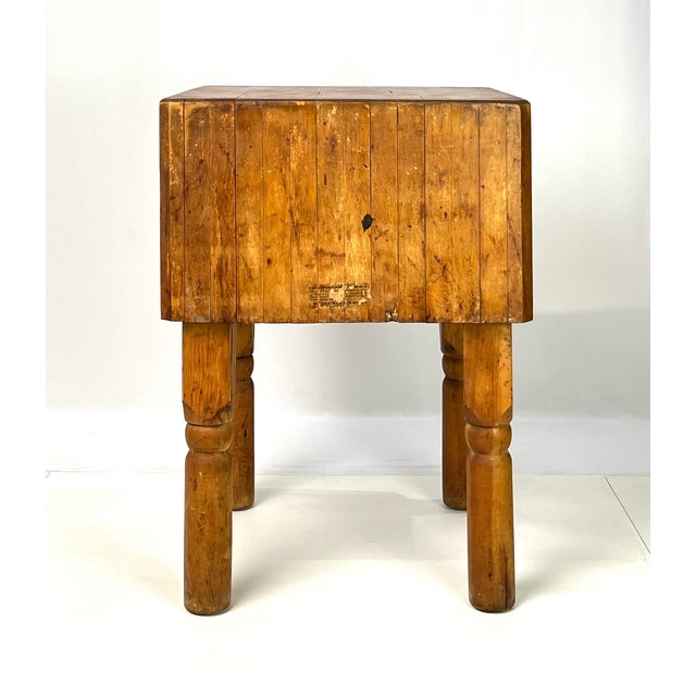 Wood Vintage Solid Maple Butcher Block Table by Quality Maple Block Co. For Sale - Image 7 of 11