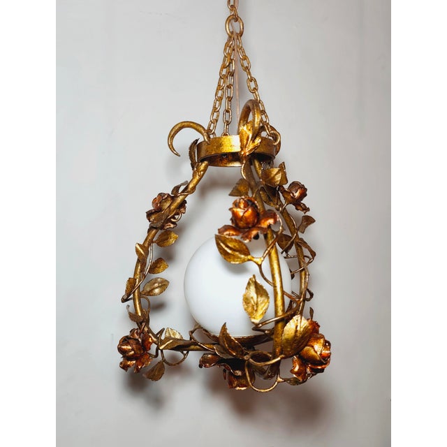 Wrought Iron and Gold Leaf Lamp, Spain, 1960s For Sale - Image 17 of 17