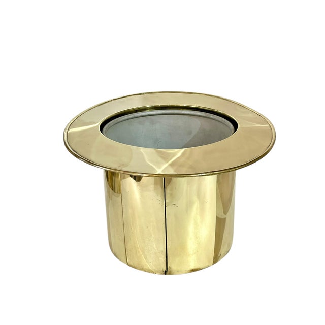 Vintage French Brass Art Deco Style Brass Finish Top Hat Ice Champagne Bucket Cooler For Sale - Image 11 of 18