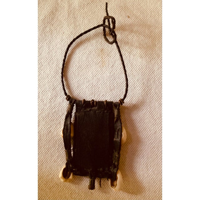 African 1920s Tuareg Leather Brass African Talisman Wall Hanging For Sale - Image 3 of 6