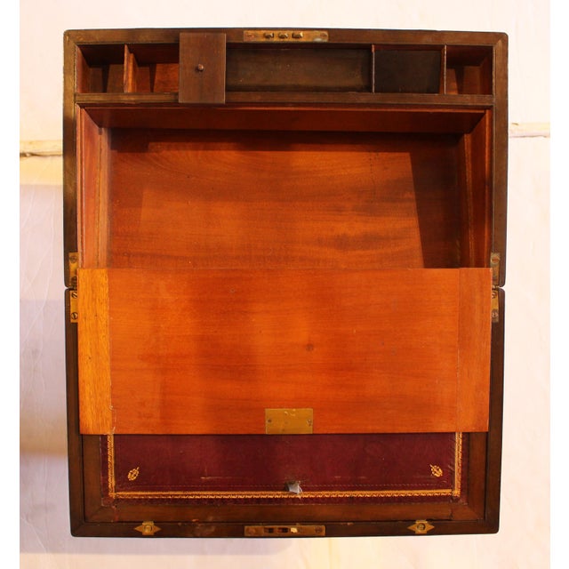 C. 1830-60 Highly Figured English Lap Desk Writing Box on Custom Table Stand For Sale - Image 9 of 13