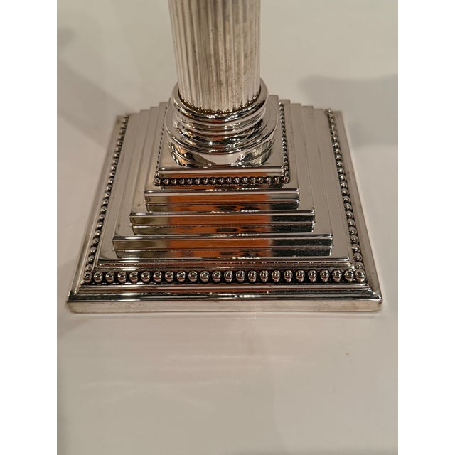 Set of 8 Silver Plate Corinthian Column Candlesticks For Sale - Image 9 of 12