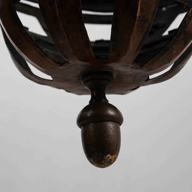 1900s French Copper Pendant Lantern With Openwork Dome Design For Sale - Image 10 of 18