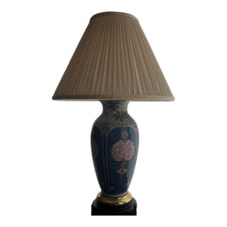 Ethan Allen Enameled Brass Chinese Ginger Chinoiserie Jar Table Lamp For Sale