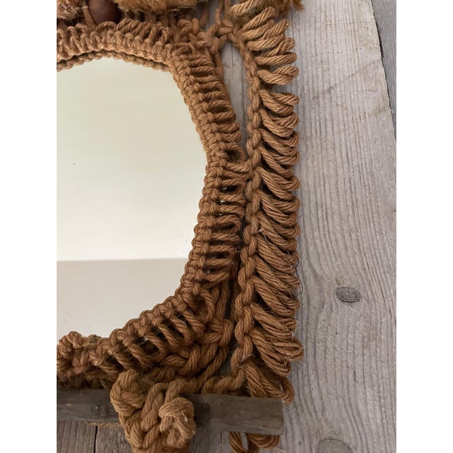 Macrame Owl Mirror, 1970s For Sale - Image 3 of 8
