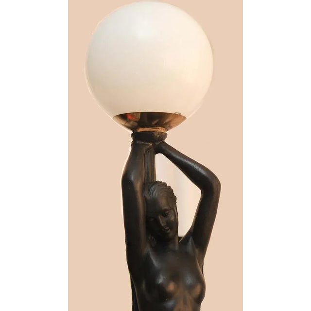 Art Deco Ebonized Plaster Nude Feminine Form Table Lamps, 1930s, Set of 2 For Sale - Image 10 of 12