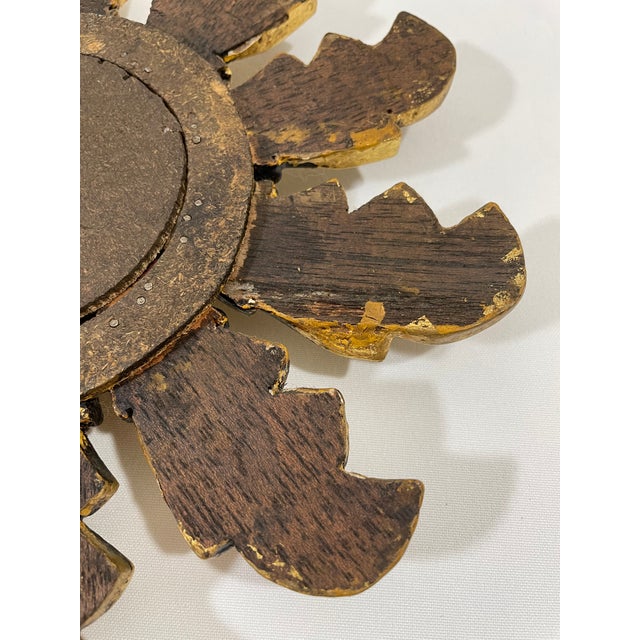 Mid 20th Century Petite 10" Italian Giltwood Sunburst Wall Mirror For Sale - Image 9 of 18