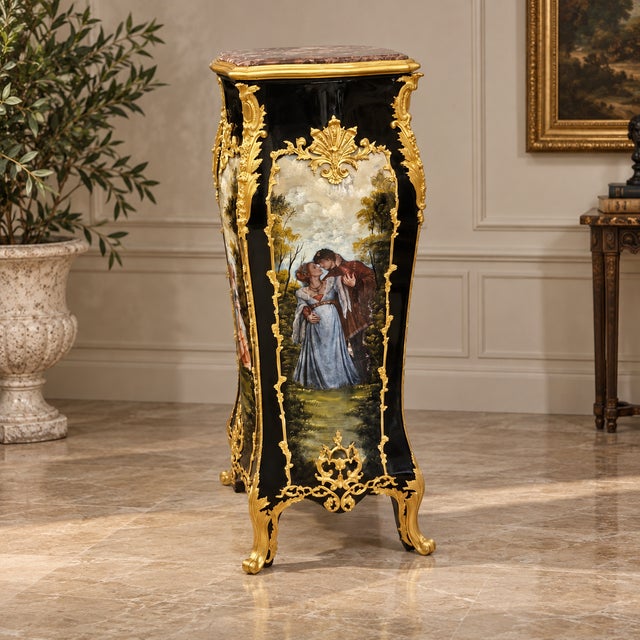 Elevate your interior with this exquisite French-style pedestal stand, a true statement piece that blends artistry and...
