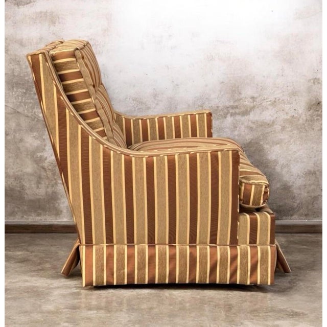 American Pair of 1940’s Striped Club Chairs For Sale - Image 3 of 7