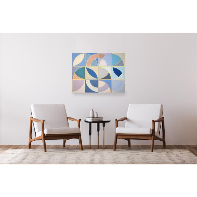 2020s 2026, Geometric Minimalism Painting on Canvas, Art Deco Skyline, Pastel Tones Acrylic by Natalia Roman For Sale - Image 5 of 8