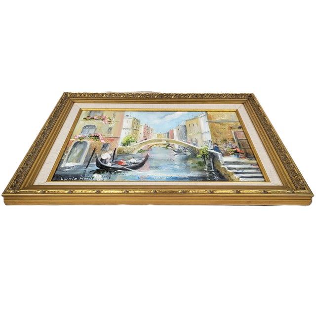 Vintage 20th C Framed Impressionistic Venetian Canal Scene Oil Painting For Sale - Image 13 of 15