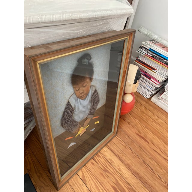 Blue Mid Century Original Girl Shadow Box Art For Sale - Image 8 of 11