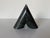 Striking pair of vintage sculptural bookends crafted from solid dark green marble with natural black, forest green, and...