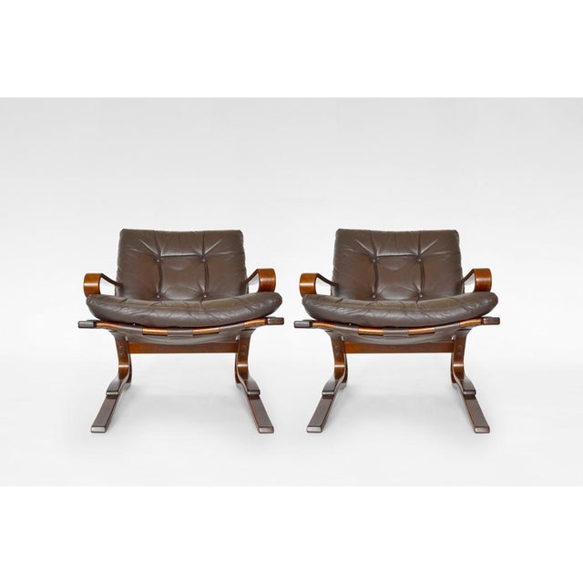 Wood Vintage Low-Back Kengu Armchairs by Elsa and Nordahl Solheim for Rybo Rykken & Co., 1970s, Set of 2 For Sale - Image 7 of 7