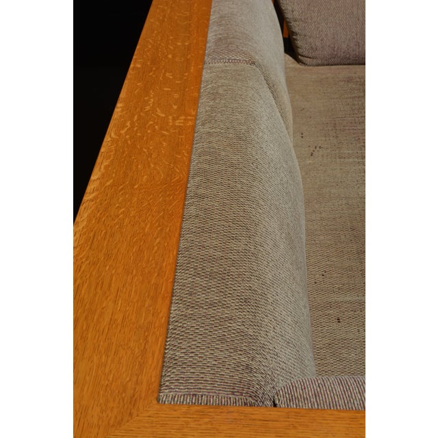 1980s Mission Oak Couch Chair & Ottoman 3 Piece Set by Quality Fabrications - Amish Made - Stickley Style For Sale - Image 17 of 18