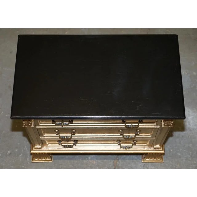 Gold Over Silver Leaf Painted Bedside Chests of Drawers, Set of 2 For Sale - Image 4 of 18