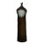 2010s Modern Handmade Artistic Bottle Shape Brown Gloss Grace Vase With Sun Flower Graphic For Sale - Image 5 of 5