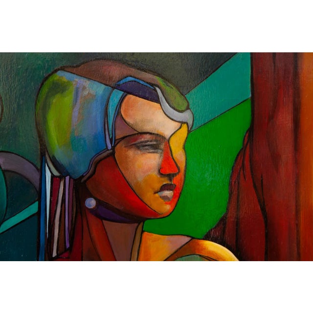 Contemporary Contemporary Framed Cubist Painting on Wood Panel For Sale - Image 3 of 9