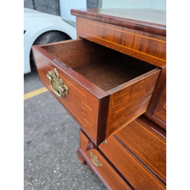 Late 18th Century English Georgian Inlaid 6 Drawer Chest W Braquet Feet For Sale - Image 4 of 10