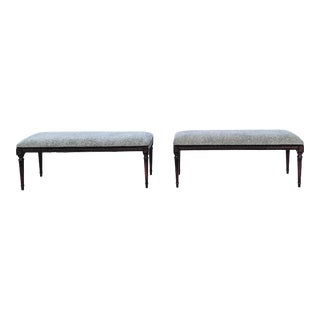 20th Century French Style Benches in Leopard Velvet - Pair For Sale