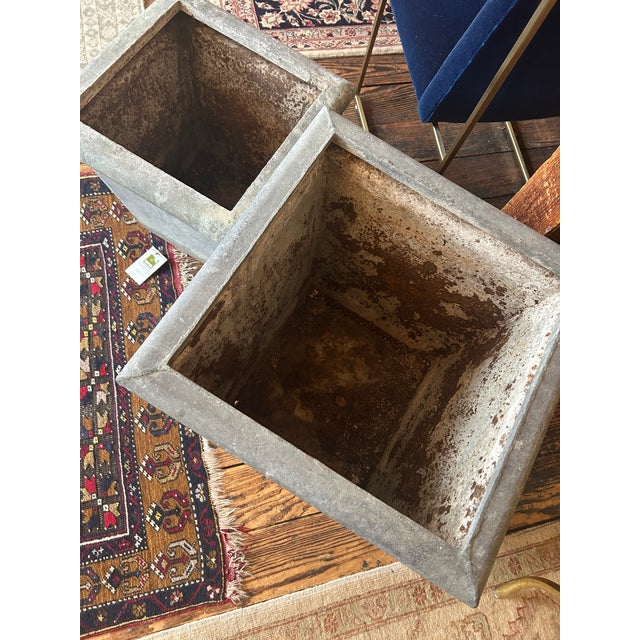 Vintage Zinc Planters -a Pair For Sale - Image 4 of 10