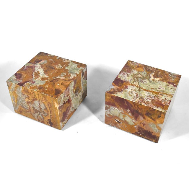 Late 19th Century Pair of Red Onyx Cube Tables by Pace Collection For Sale - Image 5 of 10