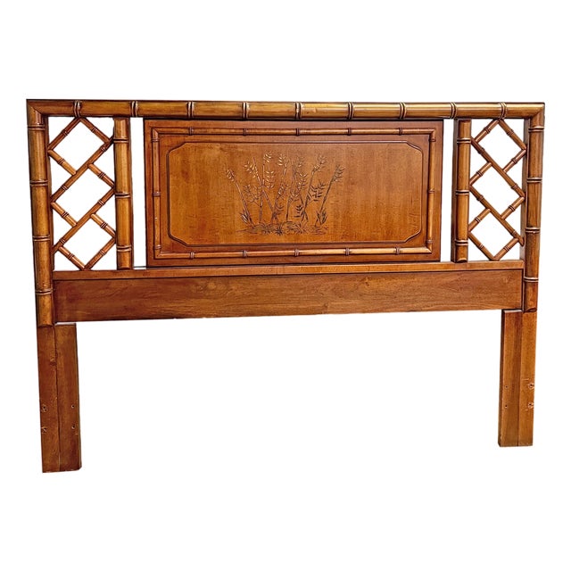 Vintage Faux Bamboo Aloha Full Headboard Attributed to Thomasville For Sale